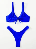 ZTVitality Solid Tie Sexy Bikini 2021 Hot Sale Padded Bra High Leg Bandage Push Up - Image 3