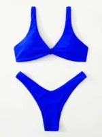 ZTVitality Solid Tie Sexy Bikini 2021 Hot Sale Padded Bra High Leg Bandage Push Up - Image 2