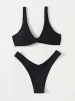 ZTVitality Solid Tie Sexy Bikini 2021 Hot Sale Padded Bra High Leg Bandage Push Up - Image 4