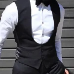 Black Men Vest for Wedding Groom One Piece Slim Fit Suit Waistcoat Solid Color Male Fashion Coat - Image 5
