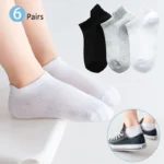 6 Pairs 1-12T Children Cotton Socks Spring Summer Boys Girls Mesh Socks Black White Grey Kids Socks
