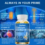 Vitamin D3 + K2 + B12 Calcium Capsule Daily Vitamin Supplement Supports Healthy Bones & Muscles - Image 2
