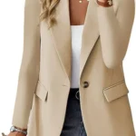 Women's Fashion Solid Button Suit Coat Lapel Long Sleeve Hatless Casual Coat/Jacket