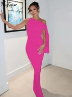 Hugcitar Fashion Solid O Neck Sleeveless Patchwork Sexy Bodycon Maxi Prom Dress - Image 3