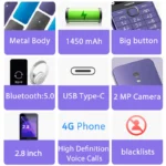 Nokia 235 4G Feature Phone Bluetooth 5.0 FM Radio Dual SIM 1450mAh Bettery Type-C - Image 3