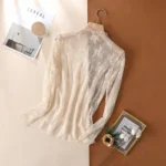 Sexy Women Mesh T-Shirts Transparent Lace Blouse Long Sleeve - Image 4
