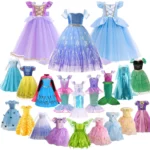 Elsa Anna Kid Princess Girls Dress Rapunzal Kids Cosplay Halloween Vestidos Children Costume