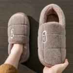 Men's slippers Winter Solid Color Wrap Heels Plush Slippers - Image 3
