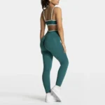 2PCS High Waisted Sports Bra Set with Contrasting Small Suspender Tight - Image 4