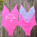 Sexy Padded One Piece Swimsuit Women Team Bride Swimwear - Image 5