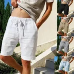 New men's cotton and linen solid color short