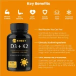 Vitamin D3+K2 Capsules - For Regulate Calcium Metabolism, Promote Bone, Heart and Immunity System Health - Image 6