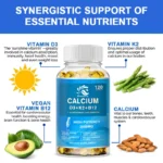 Calcium Vitamin D3 Plus with B12, K2 - High Potency Food Based Immune - Support Bone Health & Mood Balance Supplement - Image 2