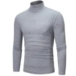 Thermal Underwear Tops Men Winter Clothes High Neck Thin Slim Fit Long Sleeve T-shirt - Image 5