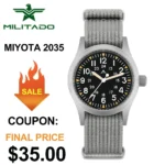 Militado ML05 38mm Military Watch Miyota  Movement Domed Sapphire Crystal C3