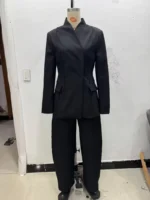 ETJ women's new fashion design three-dimensional cut high collar slim suit jacket - Image 5