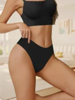 7Pcs Women Cotton Thongs Panties Striped Underwear Sexy Underpants Black Panty - Image 3