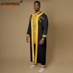 African Men Clothing Embroidery Agbada Robes Shirts and Pants 3 Piece Set - Image 2