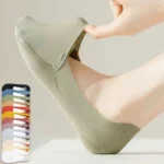 5Pairs Women Socks Breathable Invisible Silicone Non-slip Solid Color Boat Sock