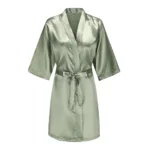 Women's Satin Robe Silk Kimono Bathrobe Pure Short Sexy Sleepwear - Image 6