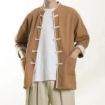 Chinese Traditional Dress Spring Summer Cotton Line Shirt Men Clothing Plus Size - Image 2