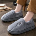 Men's slippers Winter Solid Color Wrap Heels Plush Slippers - Image 4