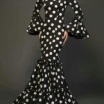 Elegant Ladies Dress Fashionable Trumpet Sleeves Polka Dot Decoration Cascading Ruffle