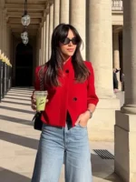 Women's Cropped Short Blazer New 2026 Spring Summer High-Neck Short Sleeve Button - Image 2