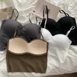 1pc Top Bra Seamless Skin-Friendly U-Back Vest with Fixed Chest Pad Suspender for Women - Image 5