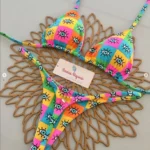 Print Sexy Bikini Sets Halter Lace-up Tops Thongs Beach Style Bathing Suit Y2k Swimsuits - Image 5