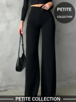 Lady's petite pure color casual elegant straight-leg long pants, suitable for daily outings office commutes - Image 3