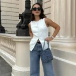 MUJER White Sleeveless Vest Women Button Summer Vests for Women Jacket Pink Vest - Image 6