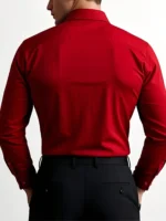 Men's Solid Red Long Sleeve Formal Dress Shirt for Business Office Wear - Image 2