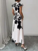 Women's elegant black and white dress, suitable for work, dates and vacations - Image 2