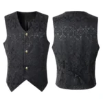 Vest Men Renaissance Steampunk Coat Gothic Jacquard Waistcoat Single Breasted  Dress Vest for Suit - Image 3