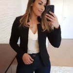Women's Thin White Blazer Summer Autumn Slim Fit Long Sleeve Coat Tops Black Ladies Fashion Outwear - Image 2