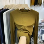 Office Lady Basic O-Neck Slim T-Shirt Women Solid Multi Color - Image 2
