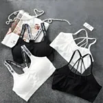 Sports Underwear Women Yoga Fitness Seamless Crop Top Wide Letter Straps - Image 6