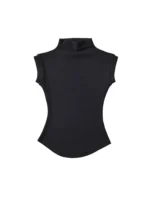 Women Summer Sexy Turtleneck Sleeveless T-Shirts Tops Solid Slim Fit Pullovers - Image 2