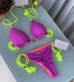 New Women Bikini Backless Rope Triangle Swimsuit Multicolor - Image 3
