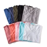 AIOPESON100% Cotton Men T-shirt V-neck Fashion Design Slim Fit Soild T-shirts - Image 3