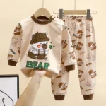Autumn Kids Cartoon Pajama Sets Spring Girls Boys Print Sleepwear Suits Baby Long Sleeve