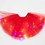 Luminous LED Fluffy Skirt Girls Layered Ballet Dance Pleated Skirt Tulle Light Up Short Dress - Image 5