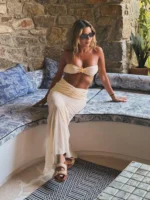 2026 Summer 3 Piece Bikini Sets Strapless Bikini Top With Half Long Skirt Cover ups Beach Wear - Image 4