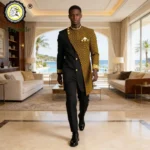 African Suits for Men Embroidery Print Blazer and Pants Set Business Dress Suit - Image 2