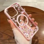 Pink Cherry Elegant Floral Background Design Magnetic Phone Case For iPhone