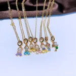 Fashionable Colorful Zircon Fairy Tale Little Princess Necklace Gold-plated Universal Chain