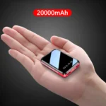 20000mAh Mini Power Bank Portable Charger Mirror Screen LED Digital Powerbank