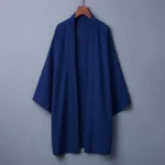 Men's Casual Solid Color Open Front Kimono Shirt Japanese Style Loose Long Black - Image 6