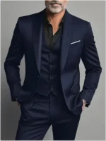 Elegant Men's Suit Sets- Slim Fit Tuxedo Set for Weddings & Formal Occasions, Black Suit - Image 4